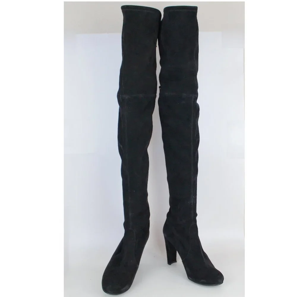 NEW Stuart Weitzman Highland Suede Over-the-knee Boot, Black, US 10.5